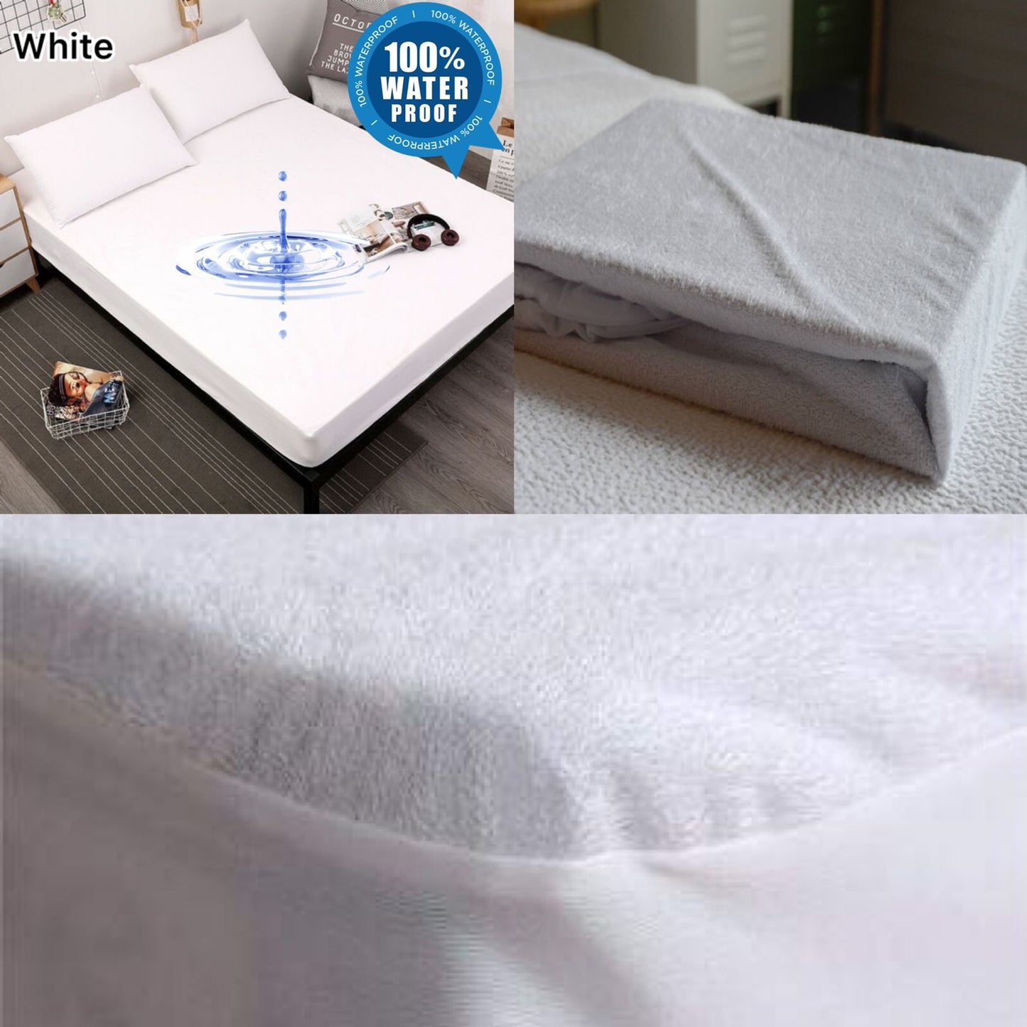 Premium Terry Cotton Waterproof Fitted Mattress Protector